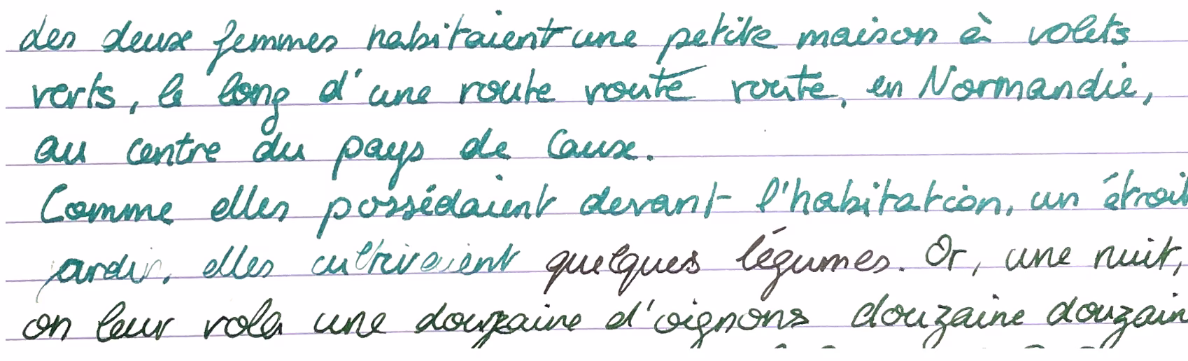 Écriture de Emilie après la rééducation