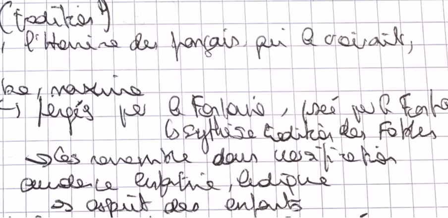 Écriture de Emilie avant la rééducation