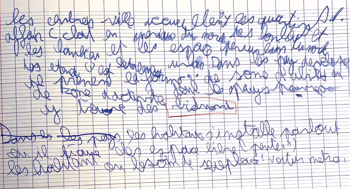Écriture de Léo avant la rééducation