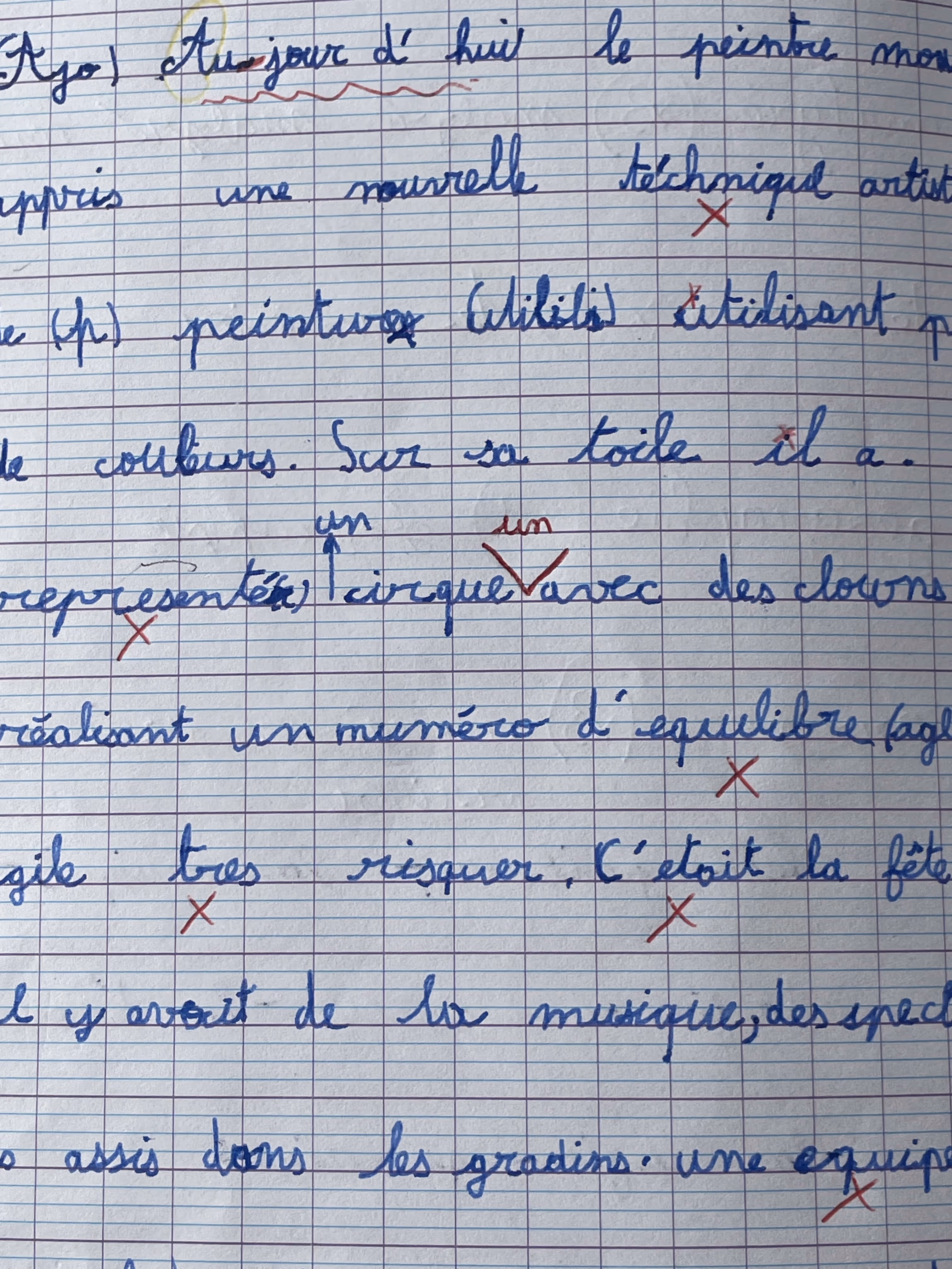 Écriture de Thomas après la rééducation